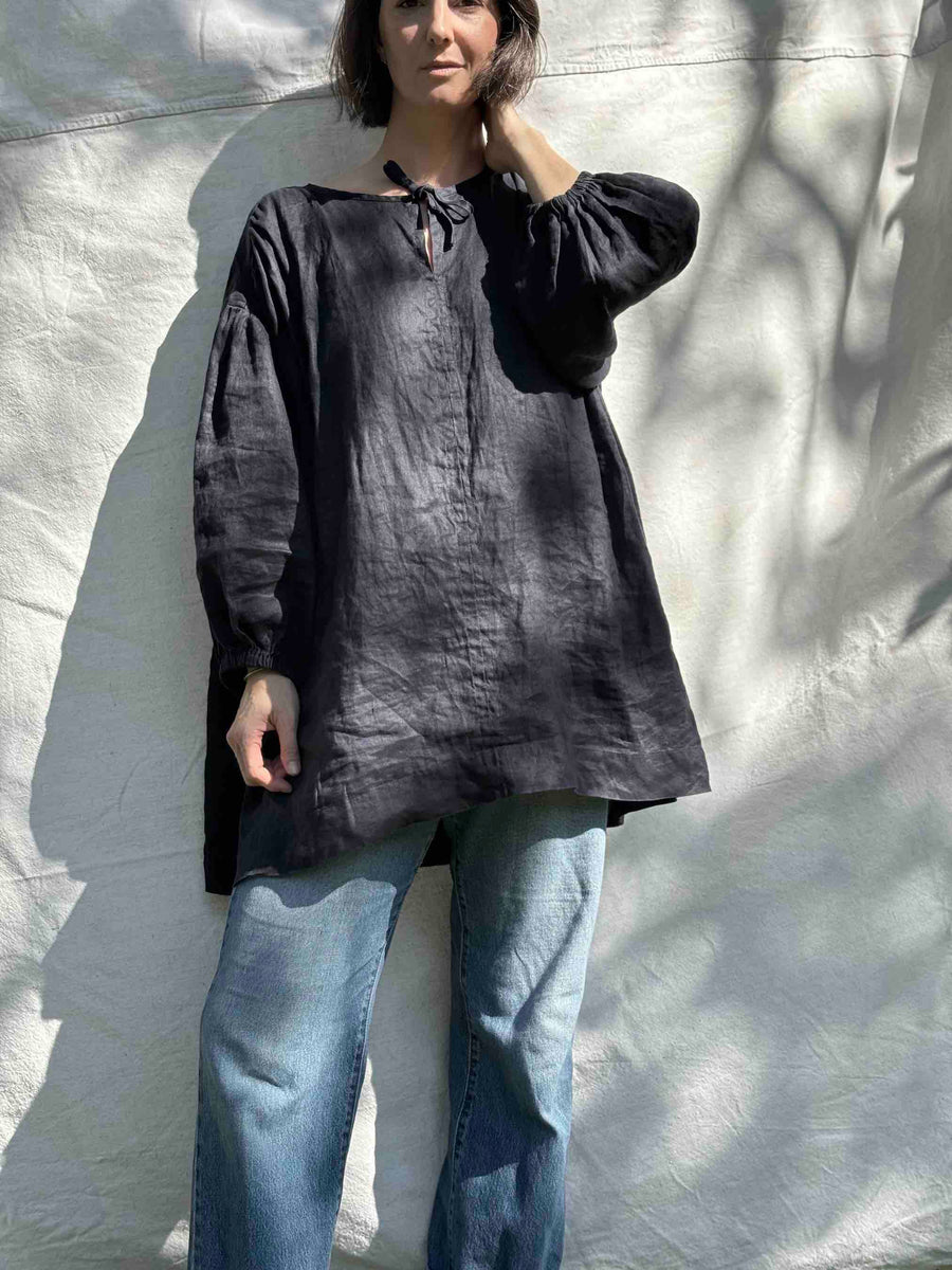 Mini Poet Dress, Midnight Hemp Atelier of the Wild Mini Poet Dress, Midnight Hemp Atelier of the Wild