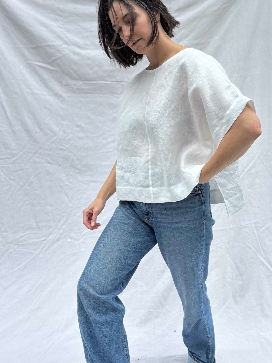 Studio Tee, White Linen - Ready to Ship