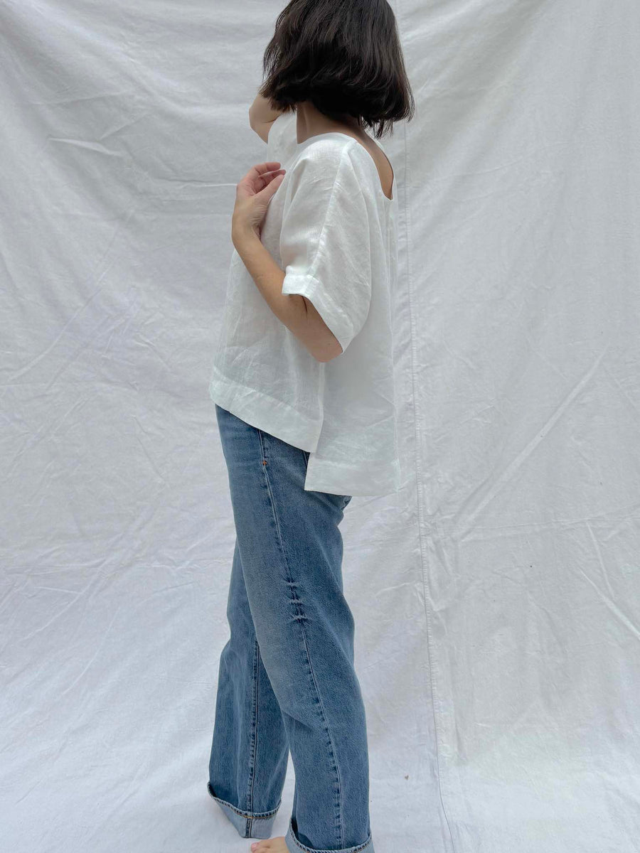 Studio Tee, White Linen - Ready to Ship