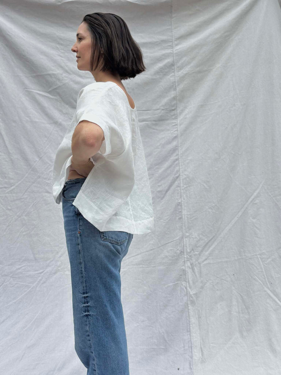 Studio Tee, White Linen - Ready to Ship