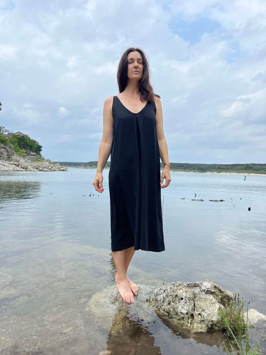 black silk midi slip dress Midi Slip Dress + Black Croc Silk HARK + HAMMER